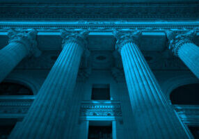 Low angle view of columned building